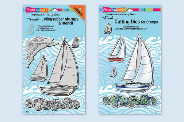 CRS5089 Sailboat Cling Rubber Stamp Set and DCS5089 Sailboat Die Set