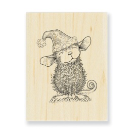 HME01 Santa Mouse Wood Mounted Rubber Stamp