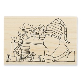 PLP12 Pink Your Life Santa Resting Wood Mounted Stamp.