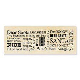 Y033 Santa Words Wood Mounted Rubber Stamp