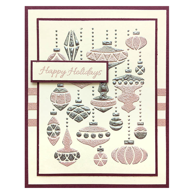 Embossed Ornament Mix Card by Louise Healy